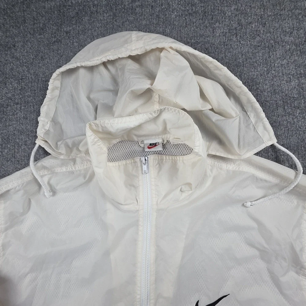 Vintage 90s Nike Windbreaker Jacket Men's XL White Nylon Made in USA Hooded Y2K‎